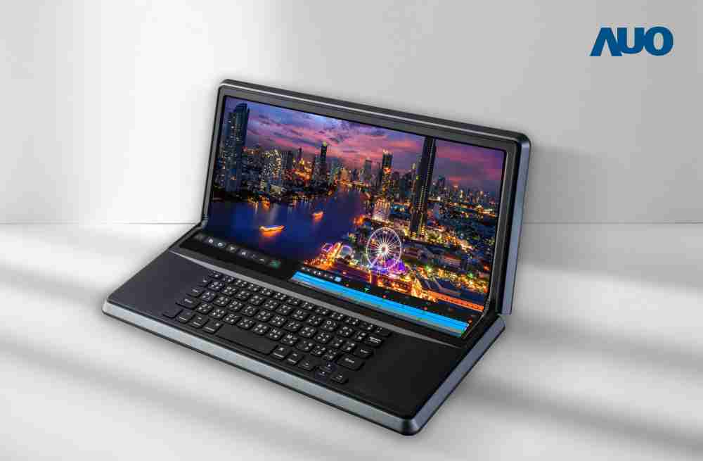 牛牛游戏14.6吋Micro LED折迭显示屏幕，，，搭配半径4mm的弯折绞炼，，，以及高画素、、、高亮度、、、高对比度的显示技术特点，，，，即便在大视角下仍保有绝佳色相与亮度